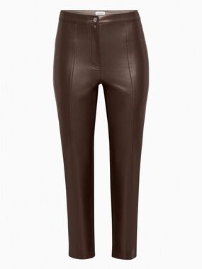 NWOT Aritzia Wilfred Fabian Kick-Flare Vegan Leather Pants, Rich Mocha Brown